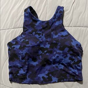 Athleta Blue and Black Camo Crop Top